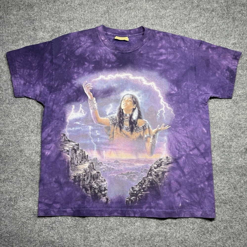 Vintage The Mountain 1999 Native Maiden Of The Storm Lightning Tie Dye Size L